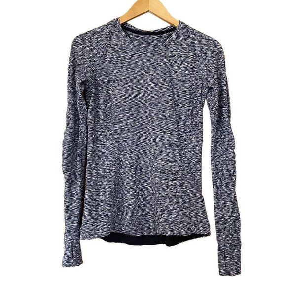 Lululemon Runderful Long Sleeve Spaced Out Space Dye Black White size 8 - Picture 1 of 15